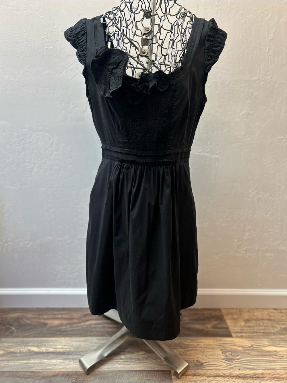 BCBGMaxAzria Black Ruffle-Detail‎ Sleeveless Mini Dress